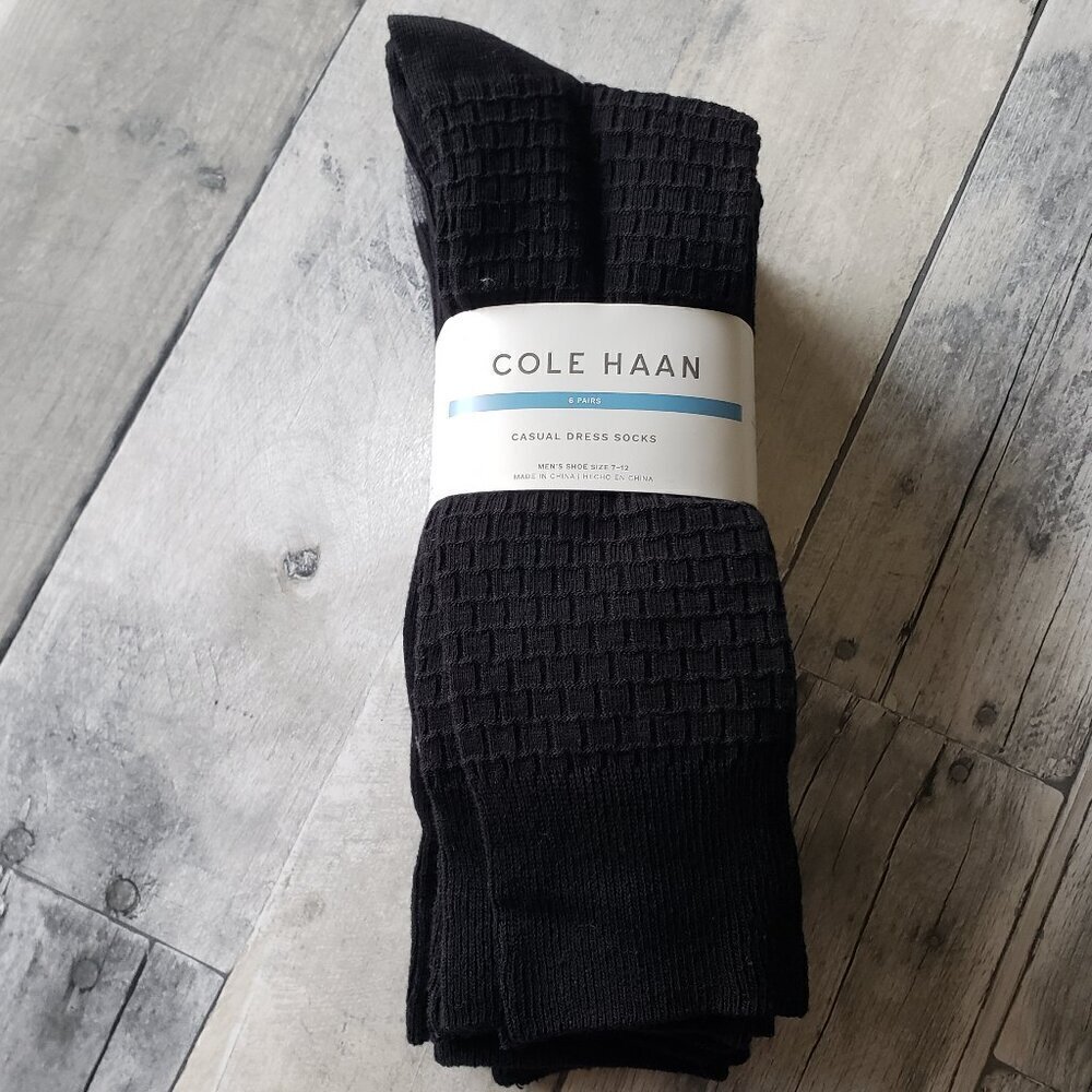 NWT - 6-pair Black Cole Haan Men's Dress Sock Fits Men's shoe size 7-12